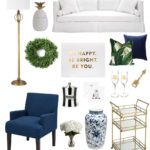 Navy Blue Greed and Gold Living Room