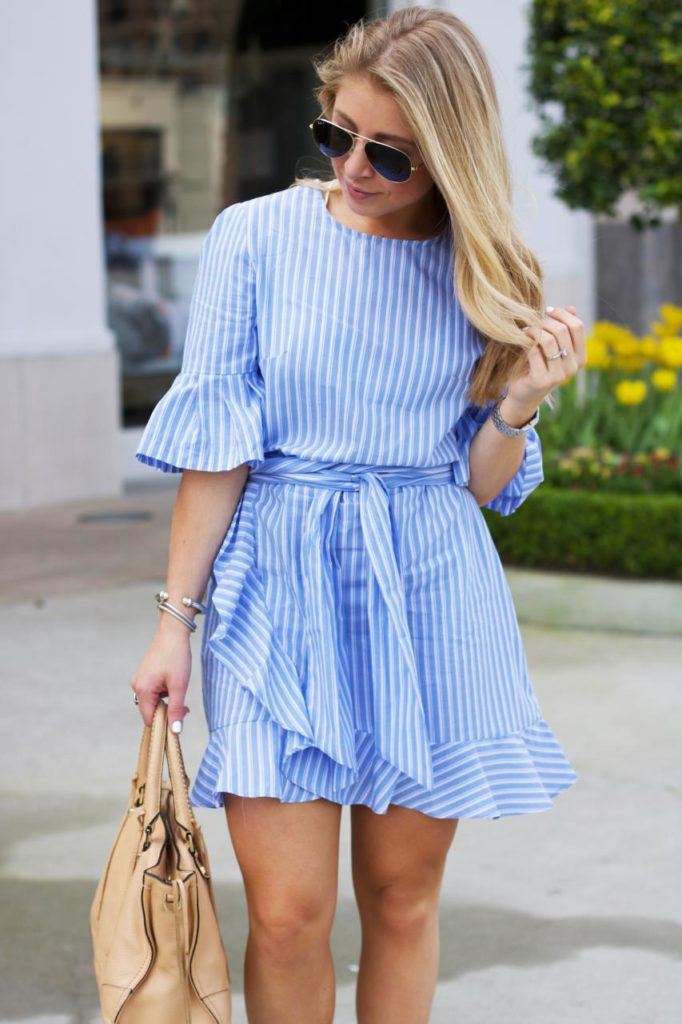 Vertical Striped Belted Dress - LifetoLauren