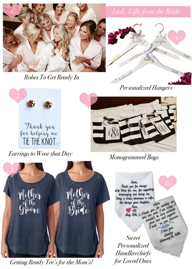 Gift Ideas from the Bride on her wedding day